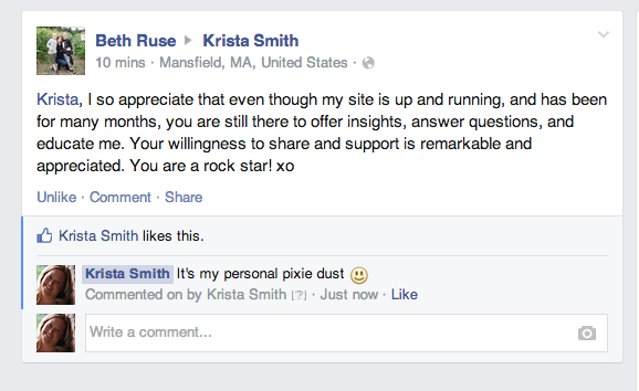 Beth Williamson Ruse on Krista Smith